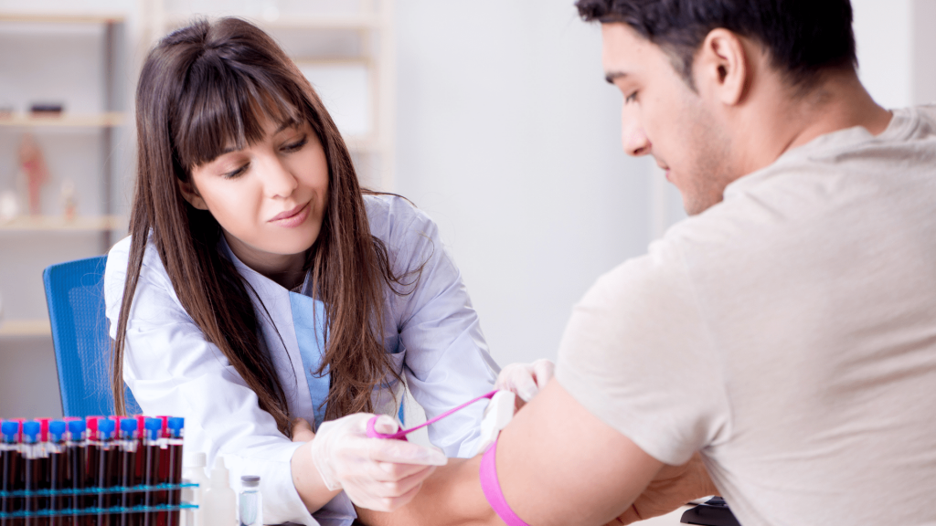 Prise de sang sur un patient